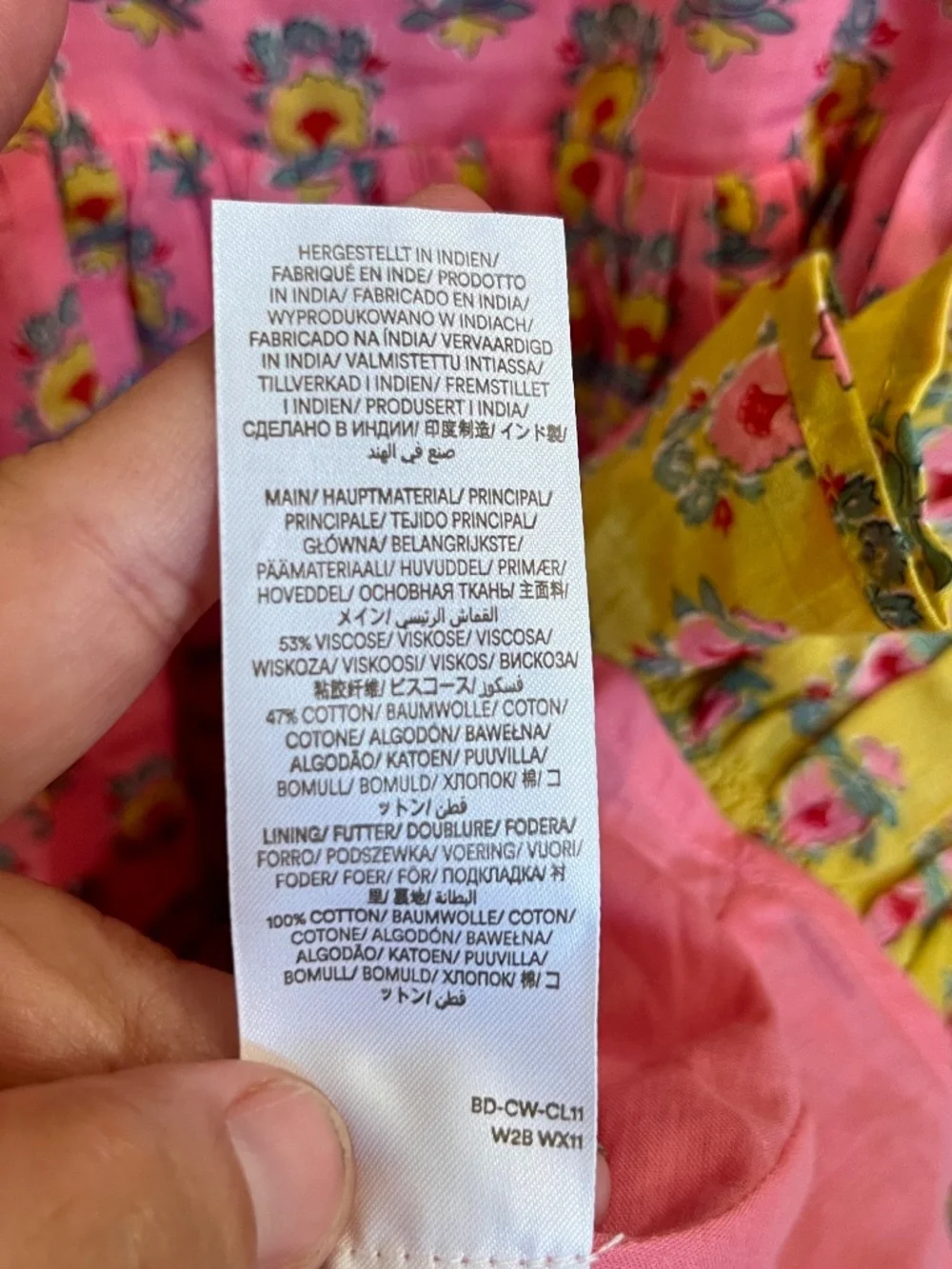 Mini Boden Handkerchief Hem Sleeveless Dress Yellow Pink Floral Print Girls 5-6Y